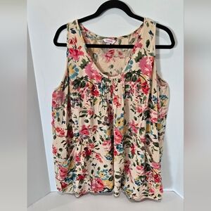 Simply Be Floral Sleeveless Tunic Top with Pockets Plus Size 16